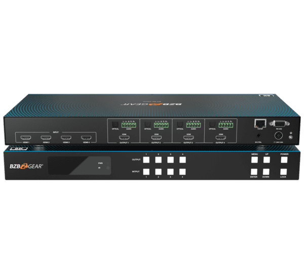 4x4 8K UHD HDMI 2.1 Matrix Switcher with Auto Downscaling/Audio De-embedder (8K60/4K120 and VRR/FVA/ALLM Support)