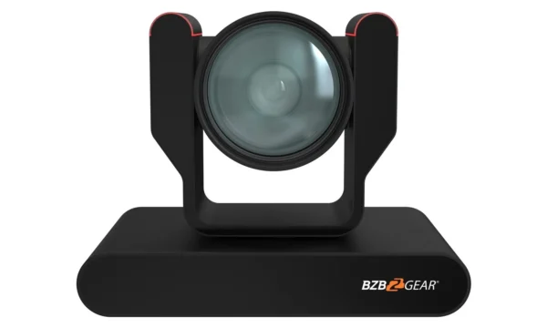 Black PTZ camera with large lens.