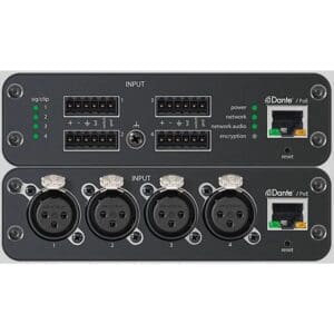 4Input; Block connectors; Mic/Line Dante.Audio Network Interface