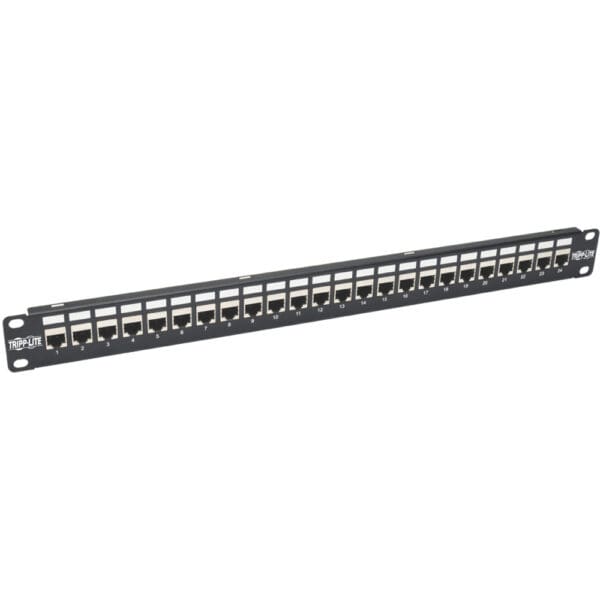 24 Port Rackmount Cat6a Shielded Feedthrough Patch Panel RJ45 1U