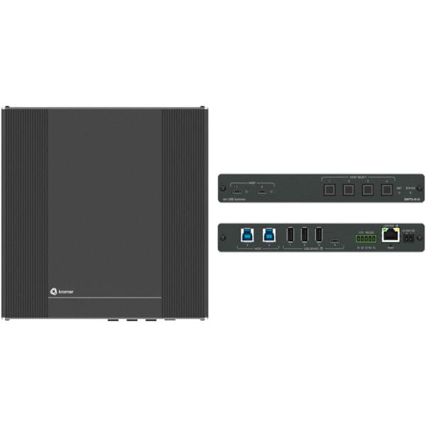 4x1 USB 3.2 host PoE-acceptor managed switcher with 4 devices