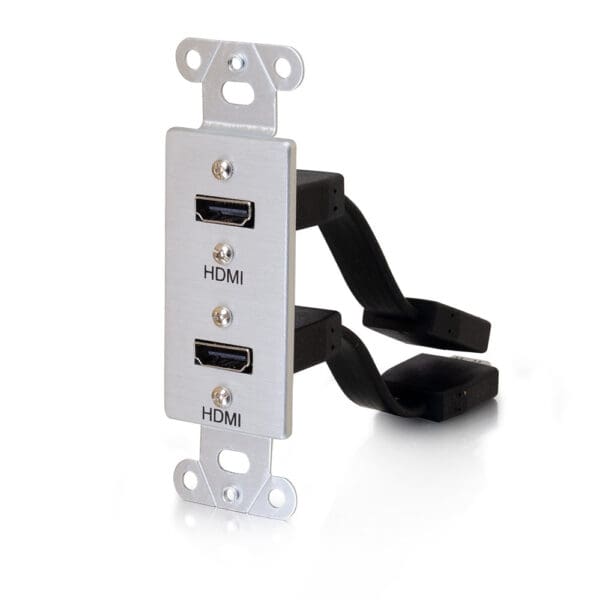 Dual HDMI® Pass Through Decorative Wall Plate - Aluminum