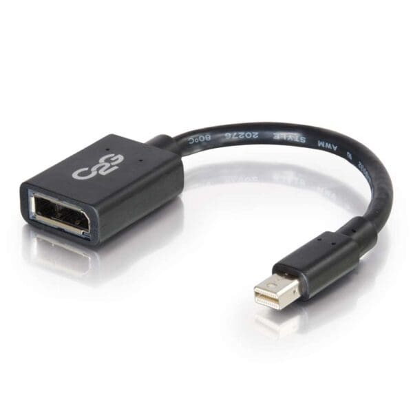 6 Inch Mini DisplayPort™ Male to DisplayPort™ Female Adapter Converter 4K 30Hz - Black