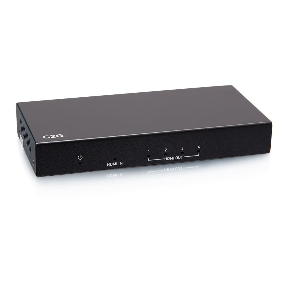 Black C2G 4x1 HDMI switch box.