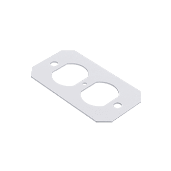 Here's an alt tag for the image: Double electrical outlet mounting plate.