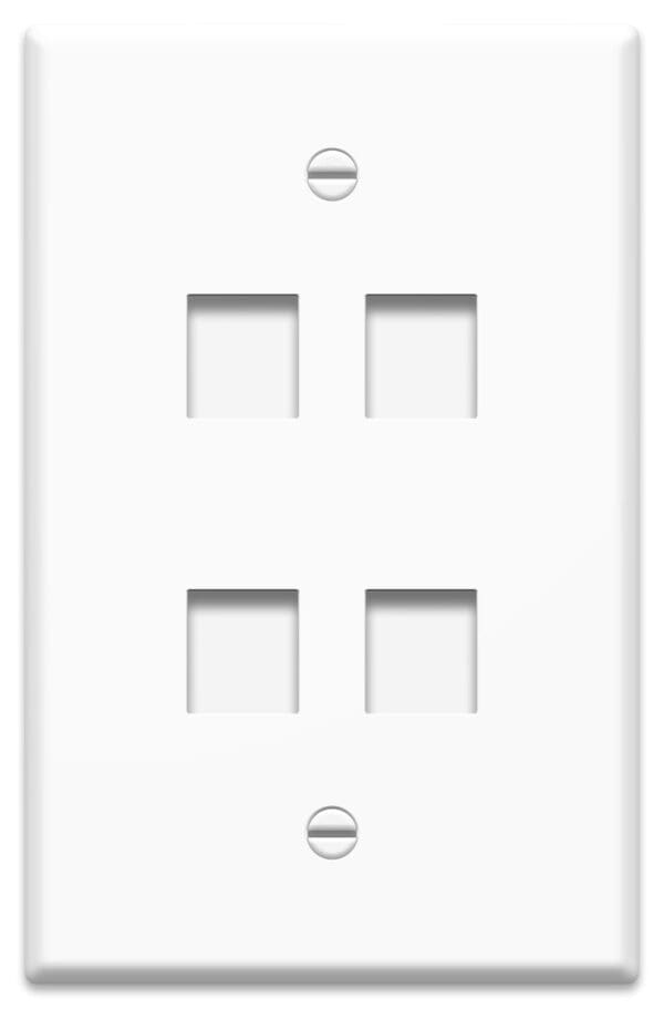 1-Gang 4-Port Oversized Wall Plate in White