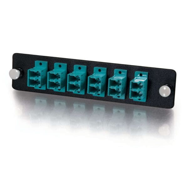 12-Strand, LC Duplex, PB Insert, Multimode, Aqua Adapter Panel