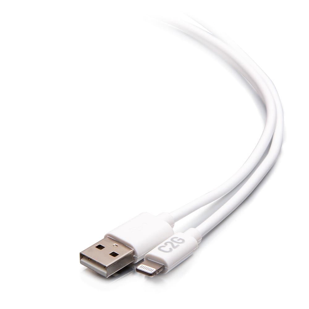 White USB-to-Lightning charging cable.