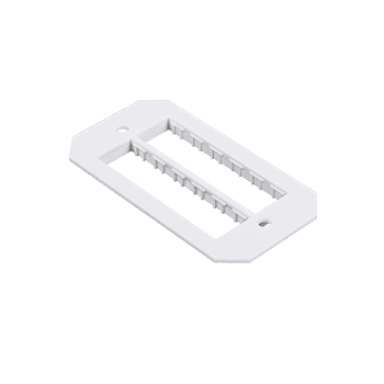 Here's an alt tag for the image: White plastic dual-port wall plate.