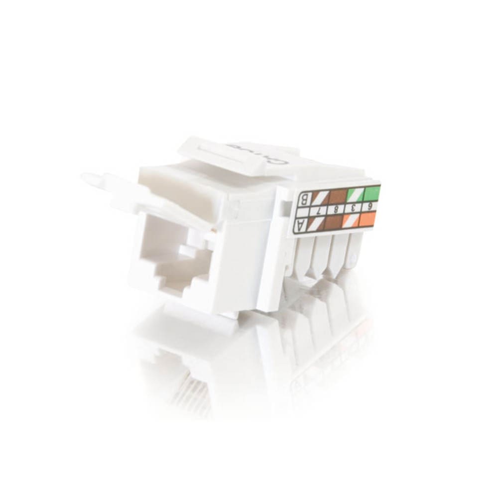 White RJ45 keystone jack connector.