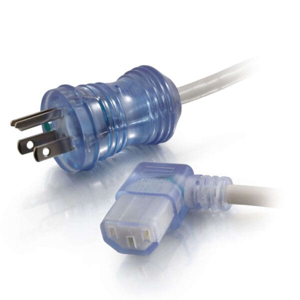 10 ft 16 AWG Hospital Grade Power Cord (NEMA 5-15P to IEC320C13R) - Gray with Clear Connectors