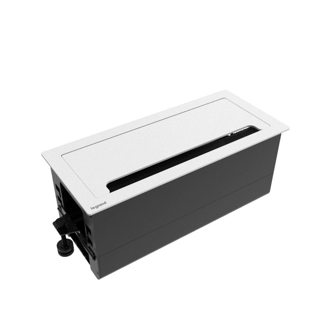 Legrand white cable management box.