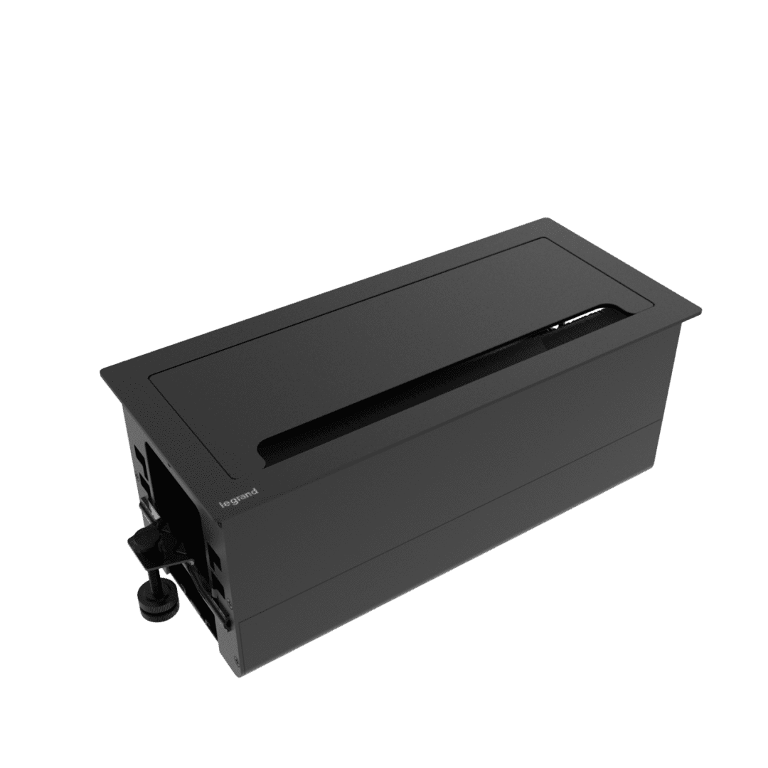 Legrand black cable management box.