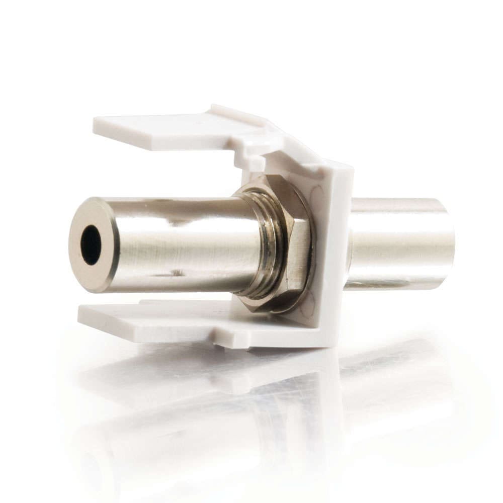 White audio jack wall plate connector.