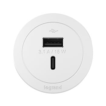 Here's an alt tag for the image: Legrand USB-C wall plate outlet.