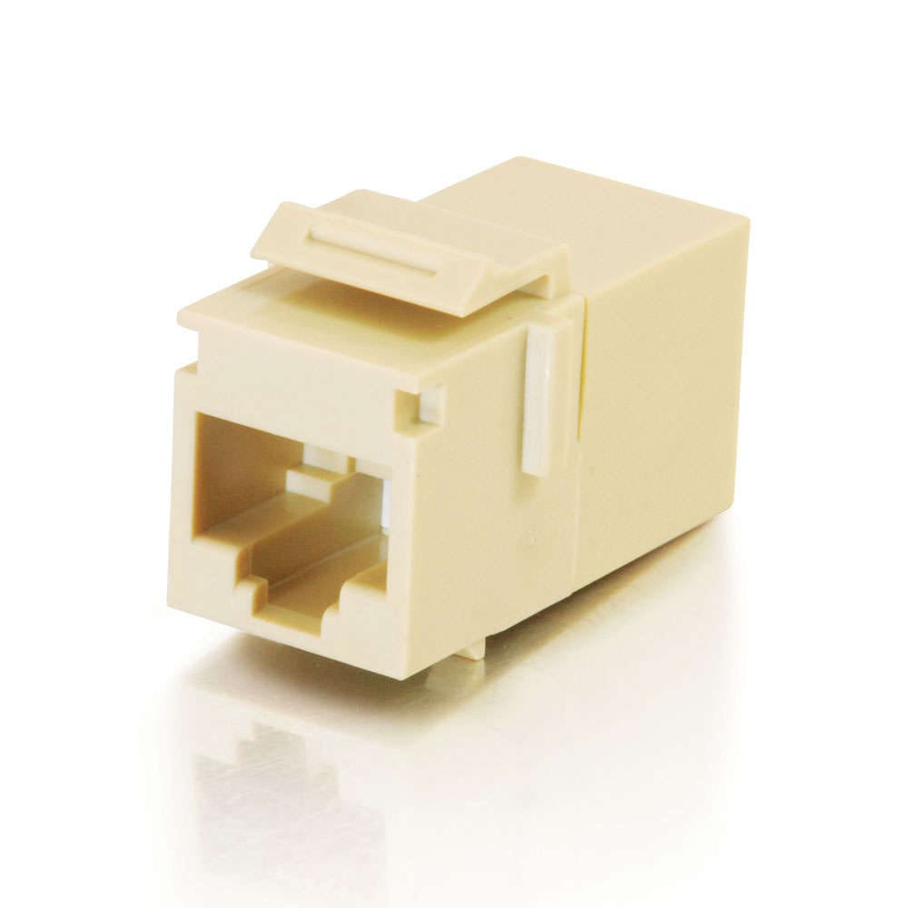 Beige RJ45 coupler, network adapter.