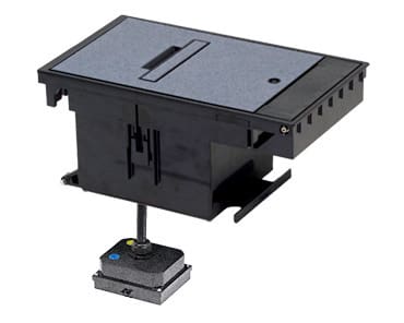 Here's an 8-word alt tag for the image: Floor-mounted electrical box with attached control unit.