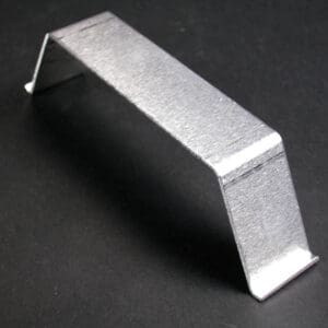 Silver metal U-shaped bracket.