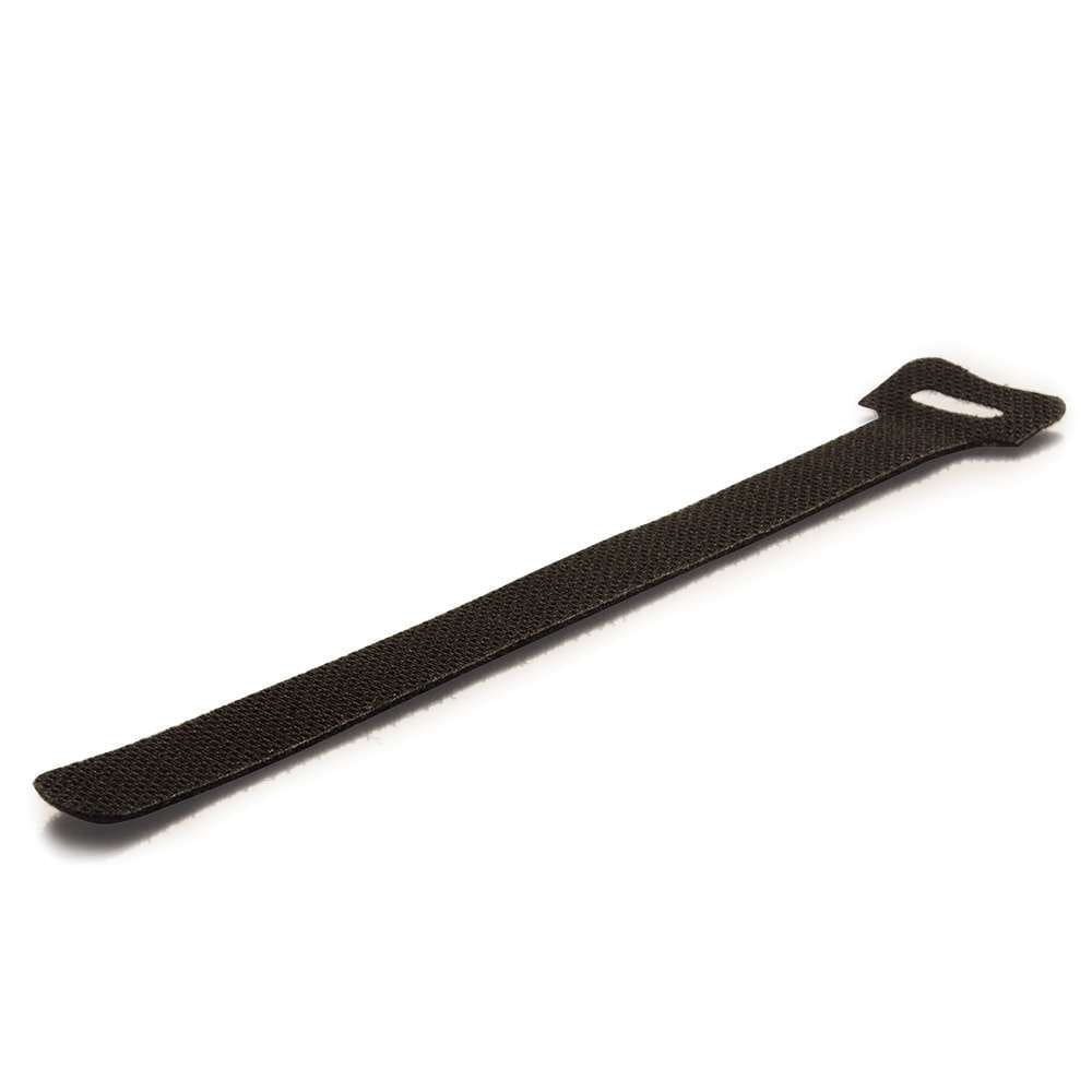 Black hook and loop cable tie.
