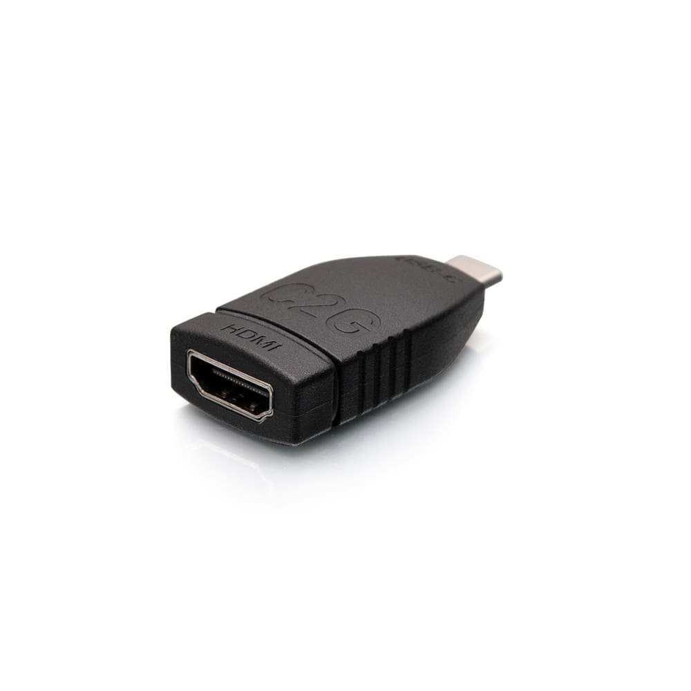 Black USB-C to HDMI adapter.