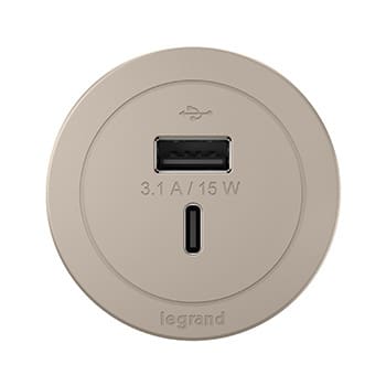 Here's an alt tag for the image: Legrand USB-C wall charger, 15W.