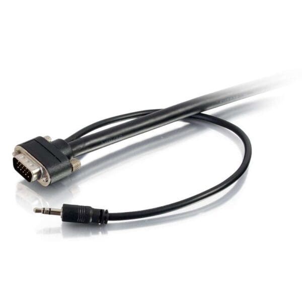 Black VGA to 3.5mm audio cable.