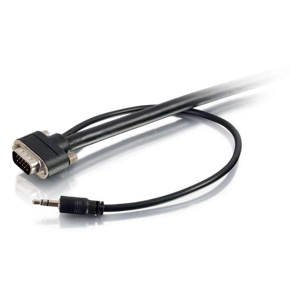 Black VGA to 3.5mm audio cable.