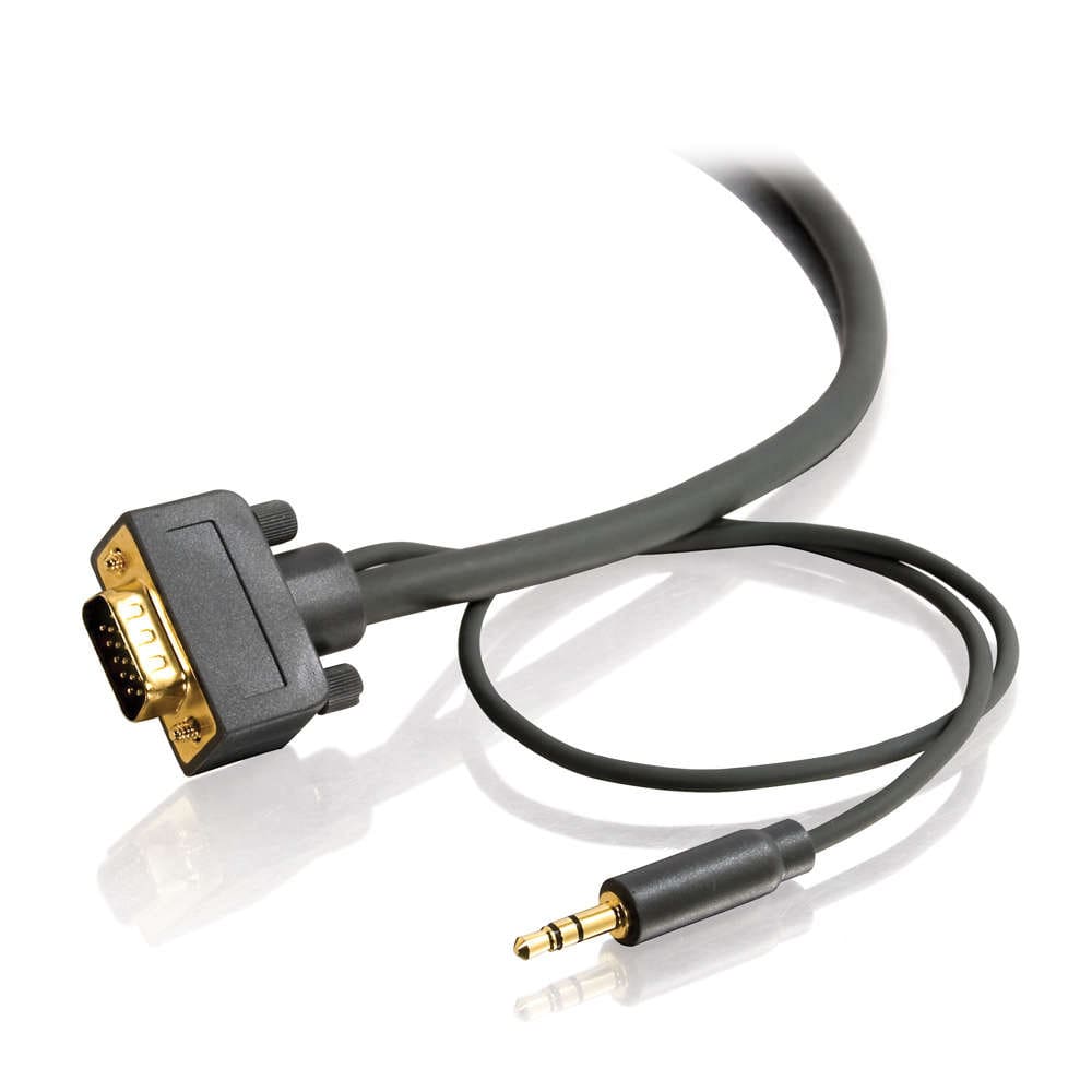 Gray VGA to 3.5mm audio cable.