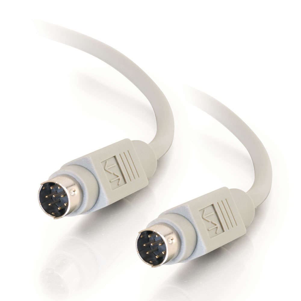 Two gray PS/2 computer cables.