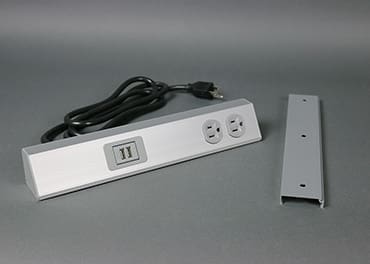 Here's an alt tag for the image: Power strip with USB and mounting bracket.