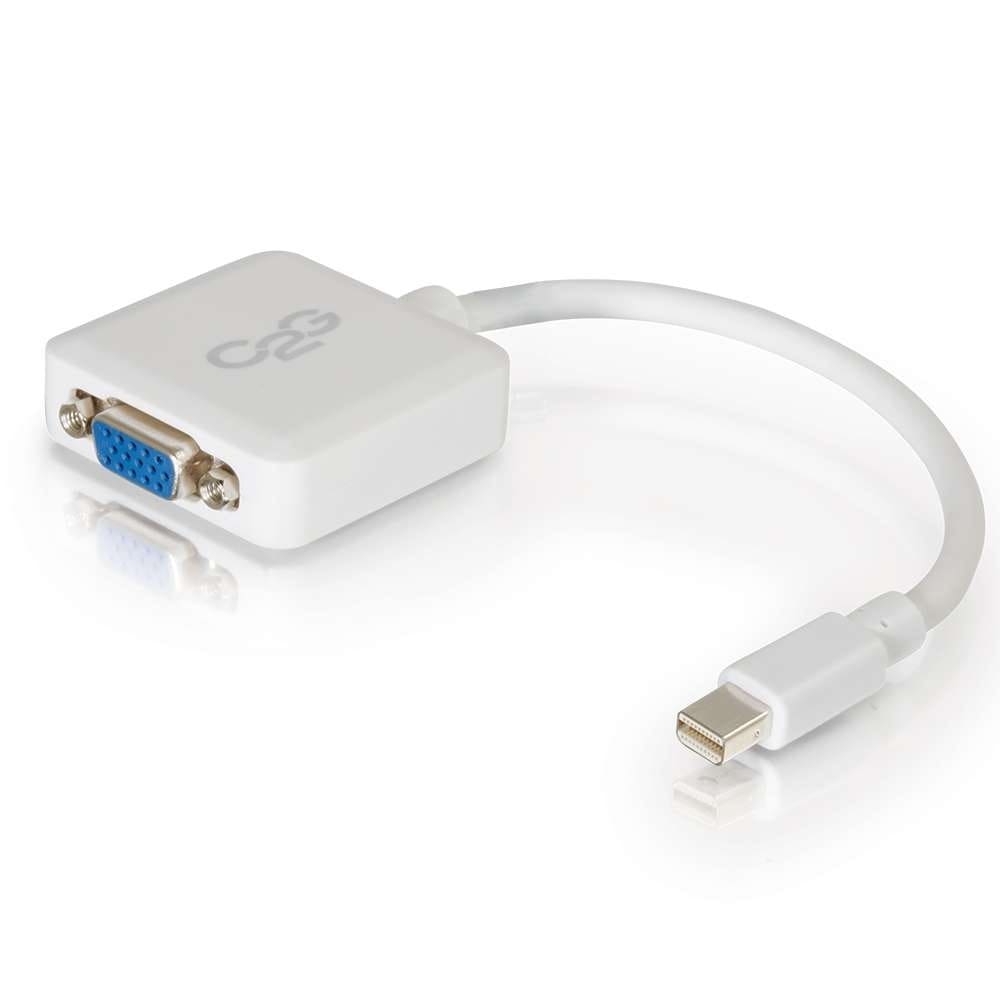 White Mini DisplayPort to VGA adapter.