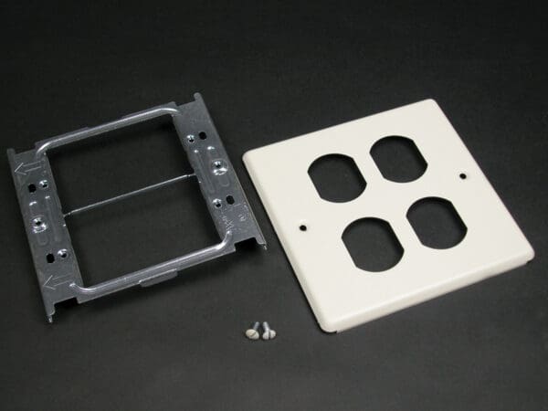 2-GANG W/TWO DUPLEX OPENINGS-IVORY