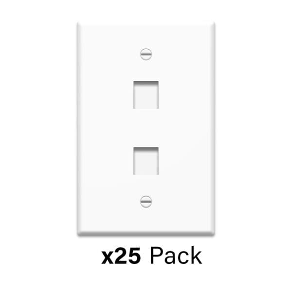 1-Gang 2-Port Keystone Wall Plate in White 2- 5 Pack