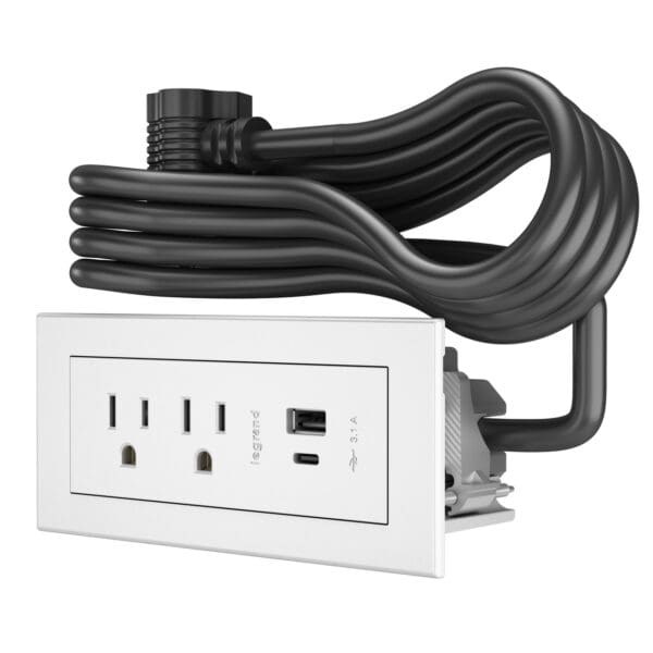 RDZCWH10 radiant® Furniture Power Center 2OL with 2 USB-A and USB-C Charging Ports 10 ft in White