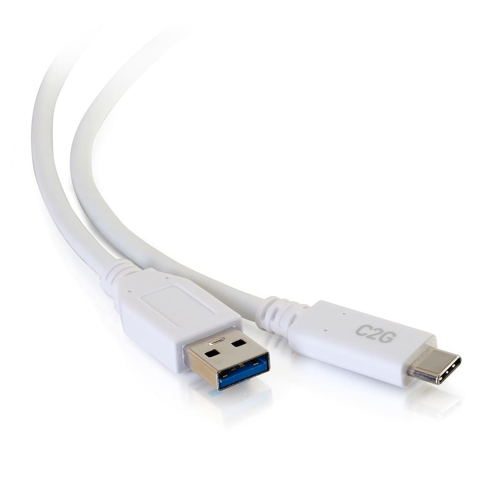 White USB-C to USB-A cable.