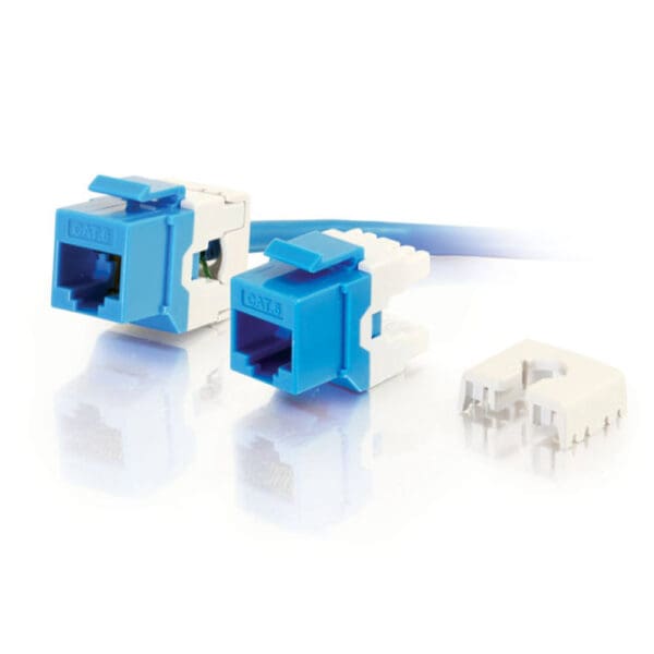 180° Cat6 RJ45 UTP Keystone Jack - Blue