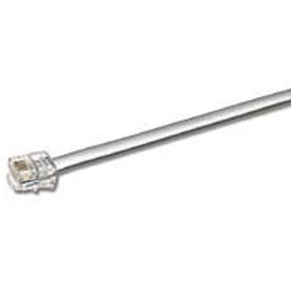 White telephone cable with connector.