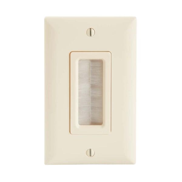 Cable Management Brush Wall Plate- Light Almond