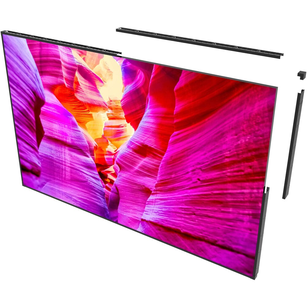 Vibrant canyon landscape on a large screen.