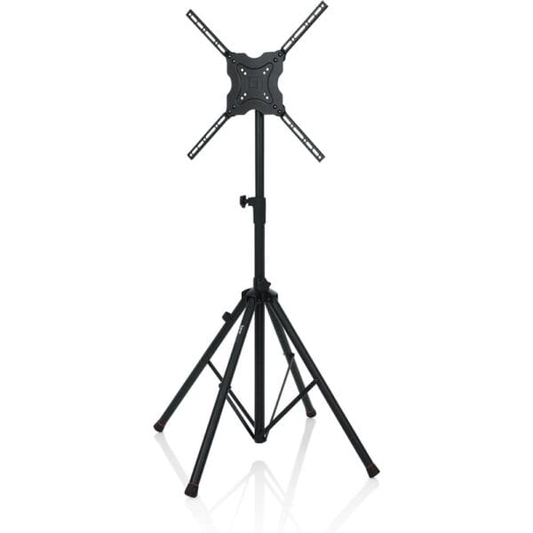 Black tripod TV stand with mount.