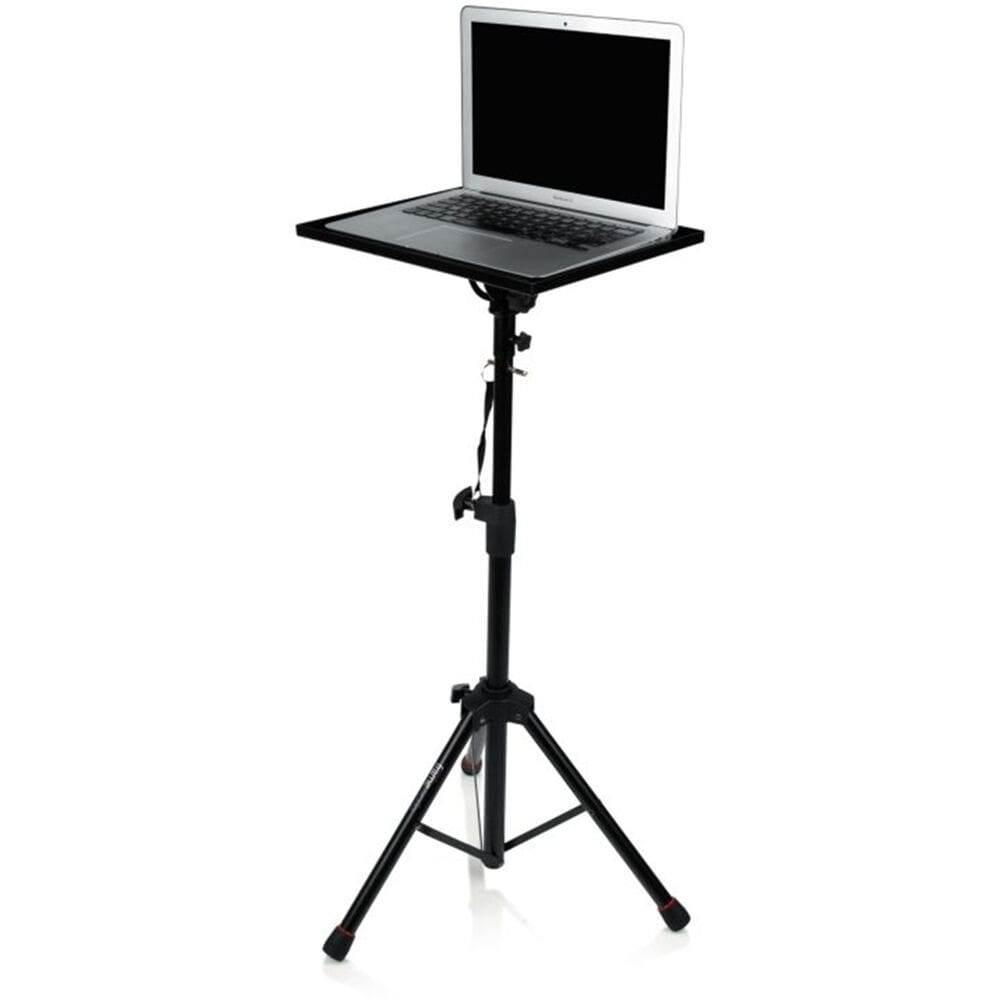 Laptop stand with adjustable height tripod.
