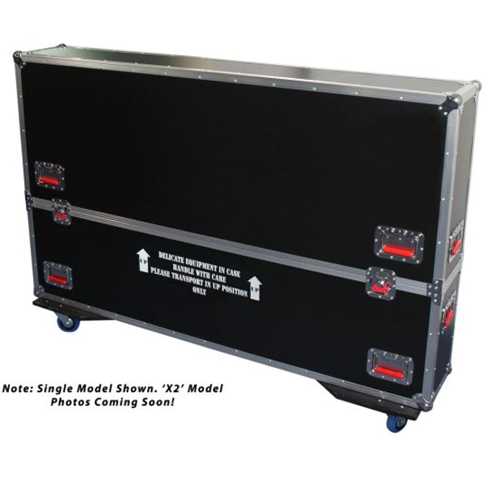 Black equipment transport case on wheels.