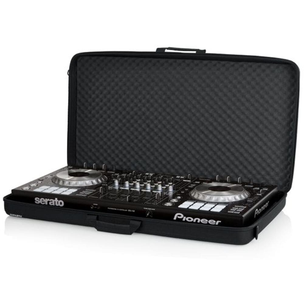 Pioneer DJ mixer in a carrying case.