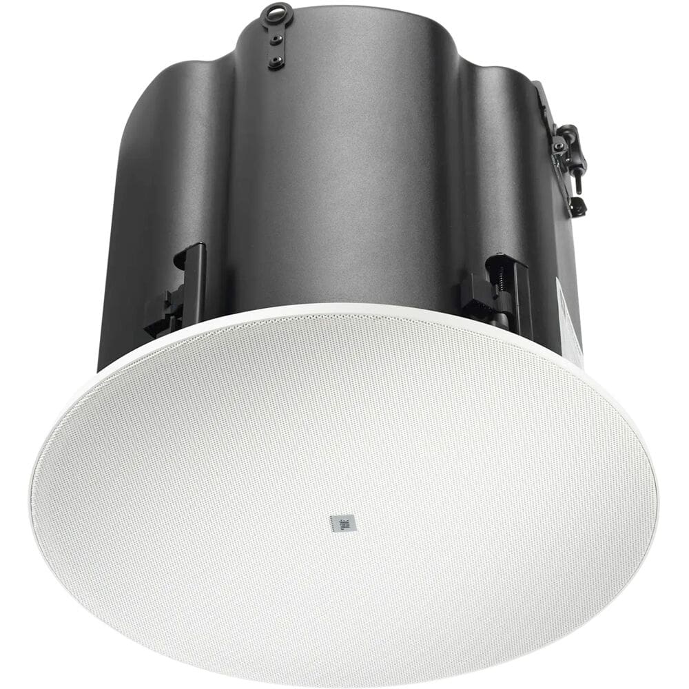 JBL ceiling speaker, white, black housing.