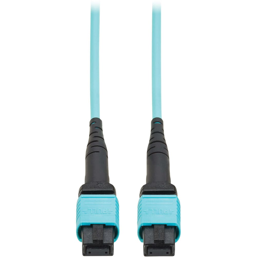Pair of light blue fiber optic cables.