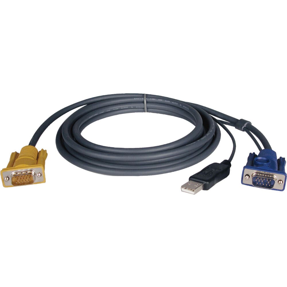 USB KVM cable with VGA and DVI connectors.