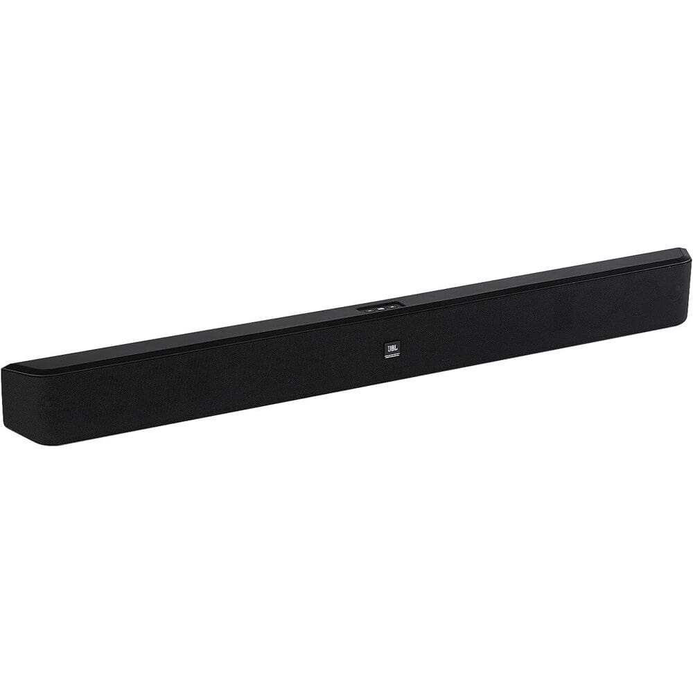 Black JBL soundbar home theater system.