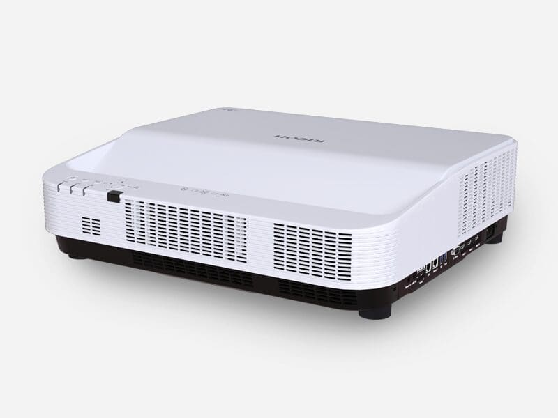 Ricoh projector, white, modern design.