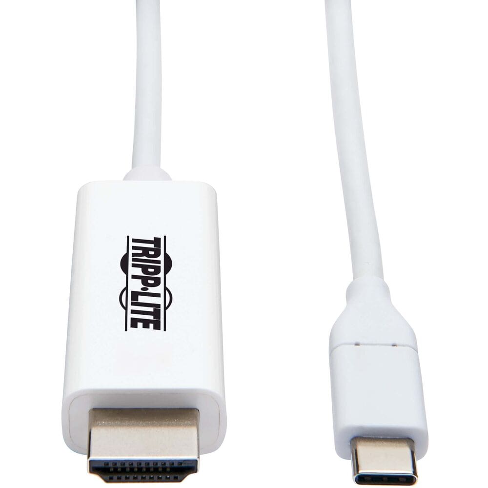 White Tripp Lite USB-C to HDMI cable.